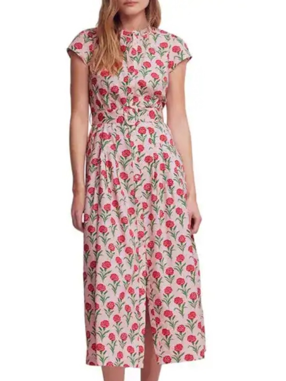 Boden Arabella Cotton Maxi Dress Pink Carnation Stem Women’s Size 20-22L